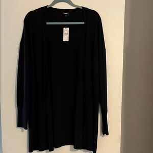 Express Black Open-Front Long Cardigan